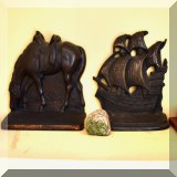 D49. Horse and ship bookends. 